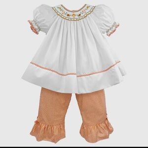 Petit Ami White and Orange Gingham Costume Set